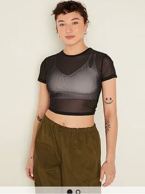 PINK Mesh Crop Top